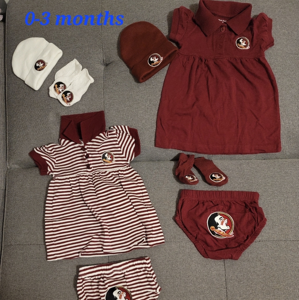 0-3 months FSU girls 4 piece outfits.